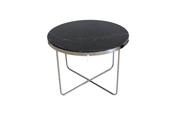 Bàn sofa mặt đá đen chân inox trắng Butterfly