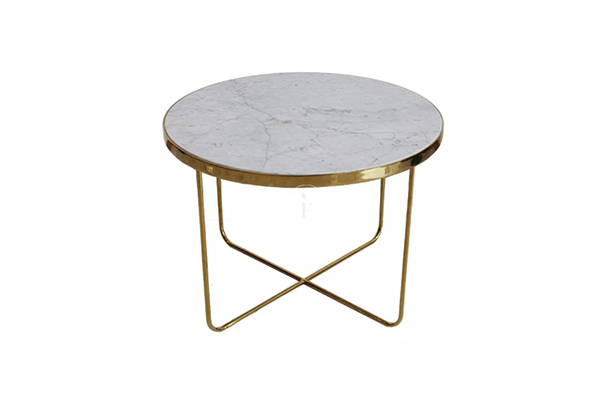 Bàn sofa mặt đá trắng chân inox vàng Butterfly