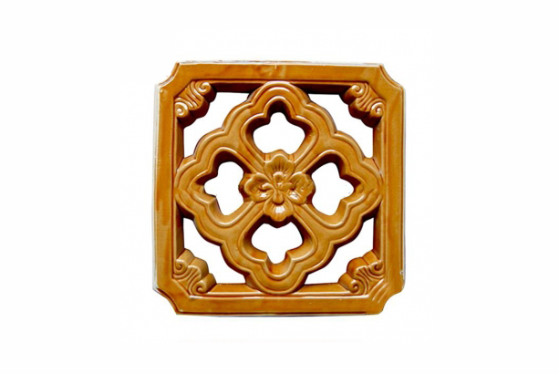 Gạch thông gió hoa bưởi men vàng da lươn cổ 40x40 cm