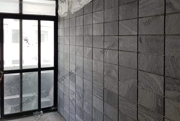 Đá băm giả cổ vuông cạnh đen 10x20