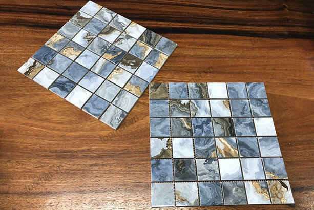 Đá mosaic là những khối đá nhỏ được gắn kết bằng keo lưới